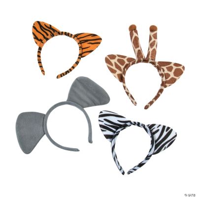 Plush Zoo Animal Ear Headbands - 12 Pieces