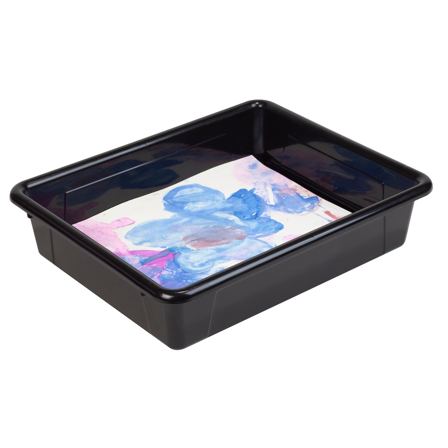 Flat Storage Tray with Lid, Black