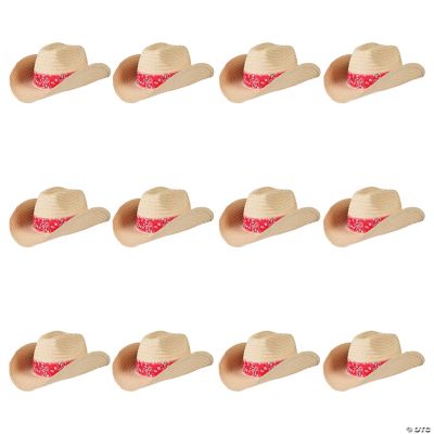 Western Cowboy Hat W/Red Bandana - 12 Pieces