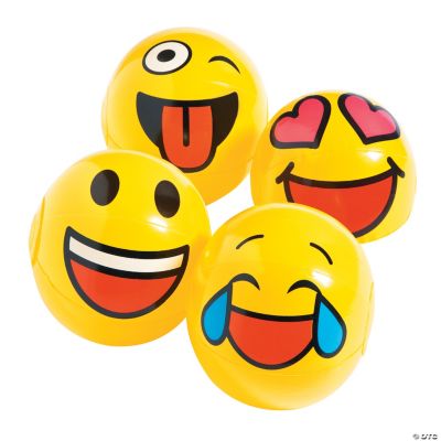 Inflatable Emoji Mini Beach Balls - 12 Pieces