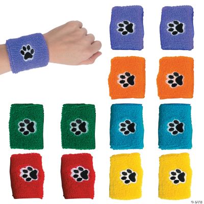 Paw Print Wrist Bands - 12 Pieces