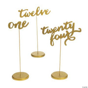 1-24 Gold Calligraphy Table Numbers - 24 Pieces