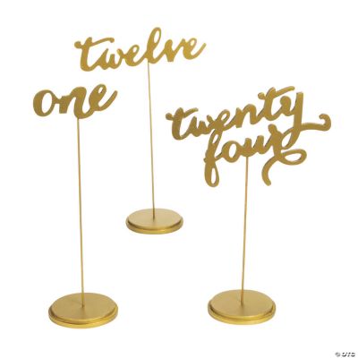 1-24 Gold Calligraphy Table Numbers - 24 Pieces