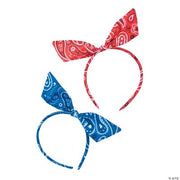 Bandana Print Bow Headband - 6 Pieces