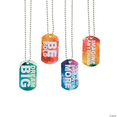 Watercolor Dog Tag Necklaces - 12 Pieces