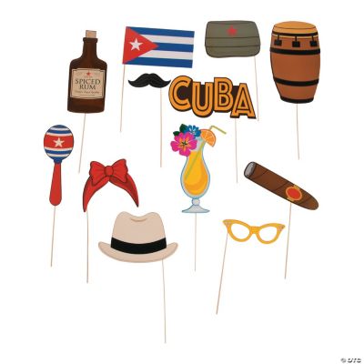 Cuban Party Photo Props - 12 Pieces