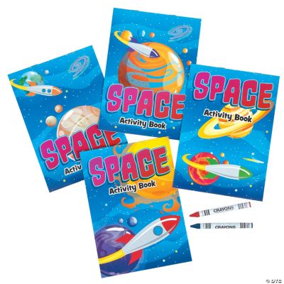 Space Activity Books W/Crayons - 12 Pieces