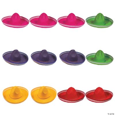 Asst Color Sombrero Hats - 12 Pieces