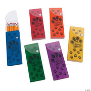 Paw Print Plastic Pencil Boxes - 12 Pieces