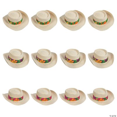 Beach Hat W/Hibiscus Print Band - 12 Pieces