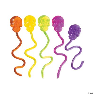 Neon Glitter Sticky Skulls - 72 Pieces