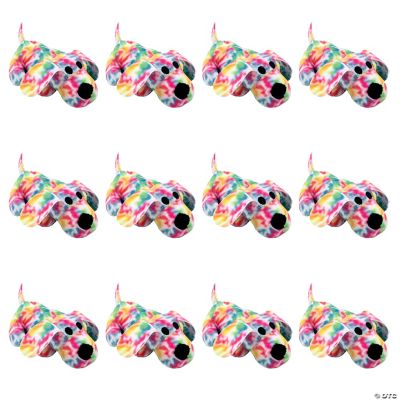 Plush Tie Dye Dogs - 12 Pieces