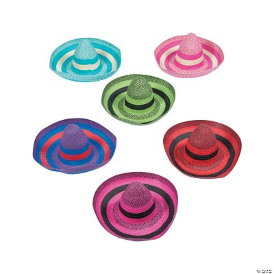 Adult Bright Stripe Sombrero Asst - 12 Pieces