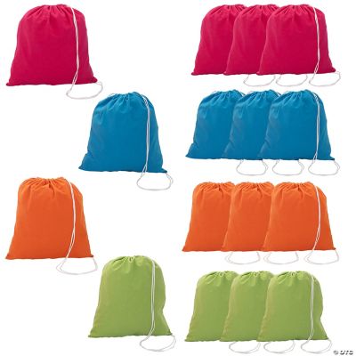 Neon Canvas Drawstring Backpacks Lg - 12 Pieces