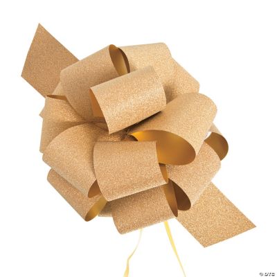 Gold Glitter Pew Bows - 12 Pieces