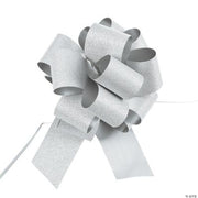 Silver Glitter Pew Bows - 12 Pieces