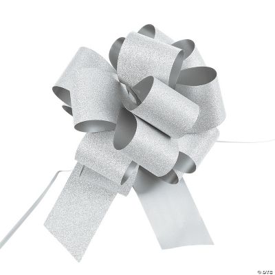 Silver Glitter Pew Bows - 12 Pieces