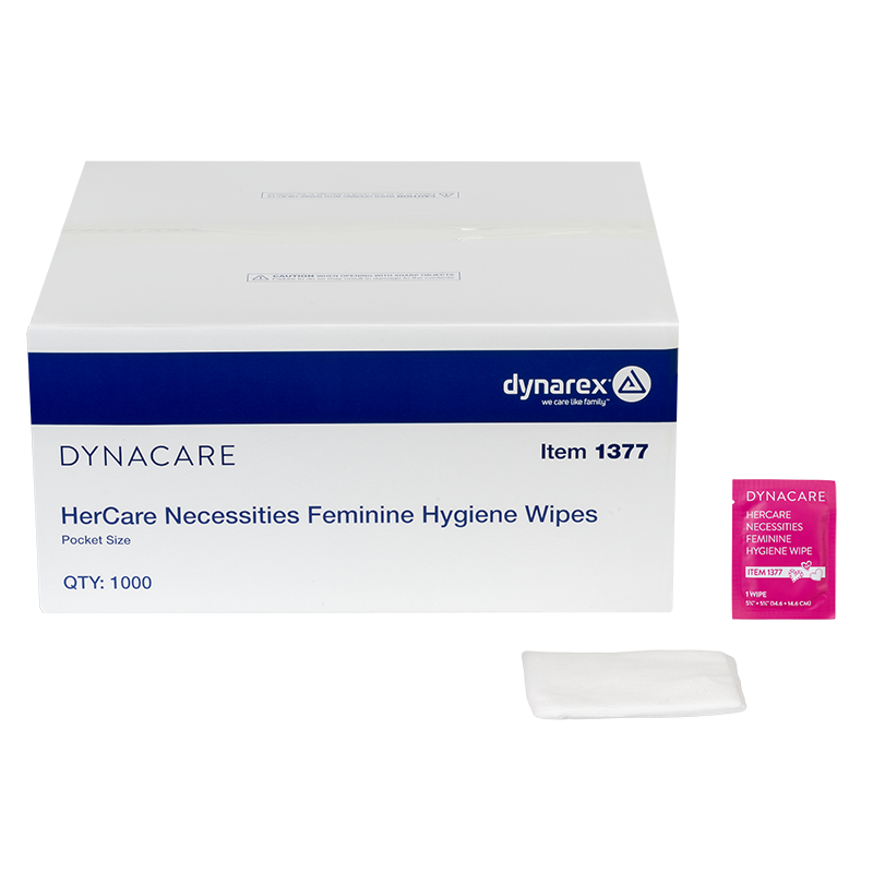 HerCare Necessities Feminine Hygiene Wipes, Pocket Size, 5 3/4" x 5 3/4", 1000 pcs per Case