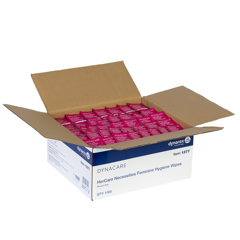 HerCare Necessities Feminine Hygiene Wipes, Pocket Size, 5 3/4" x 5 3/4", 1000 pcs per Case