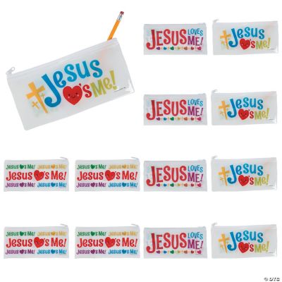 Jesus Loves Me Pencil Bags - 12 Pieces