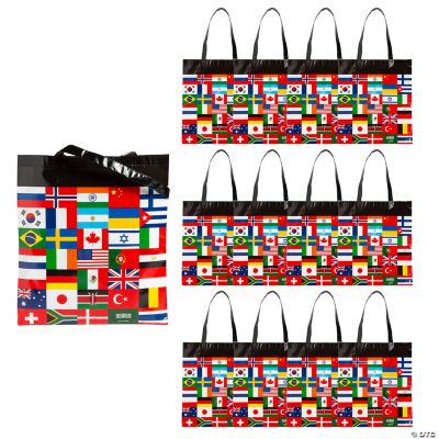Flags Of All Nations Laminated Tote Bags - 12 Pieces