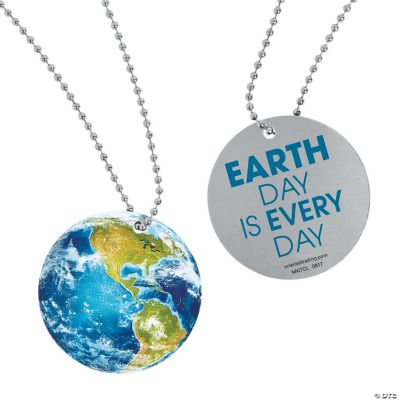 Globe Shaped Dog Tag Necklaces - 12 Pieces