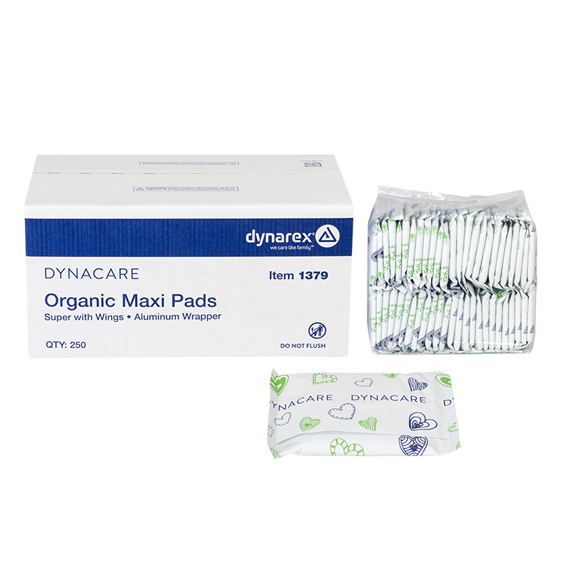 Organic Maxi Pads, Super with wings, Aluminum Wrapper - 250 pcs per Case