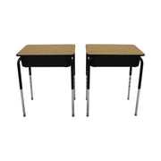 Open Front Desk With Book Box  Oak-Black-Black