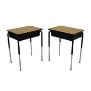 Open Front Desk With Plastic Book Box, - Oak/black