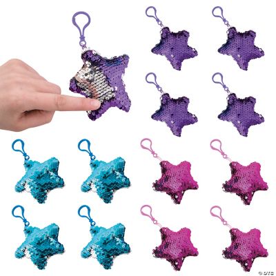 Flipping Sequin Star Keychains - 12 Pieces