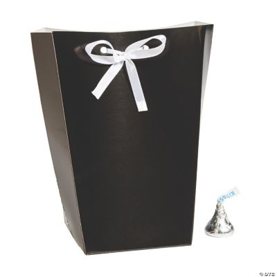 Large Black Paper Favor Bag W/ Ribbon - 24 Pieces