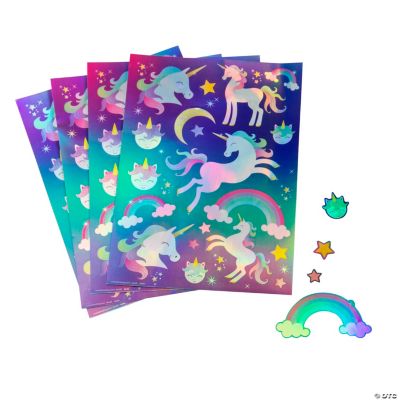 Iridescent Unicorn Sticker Sheets - 24 Pieces