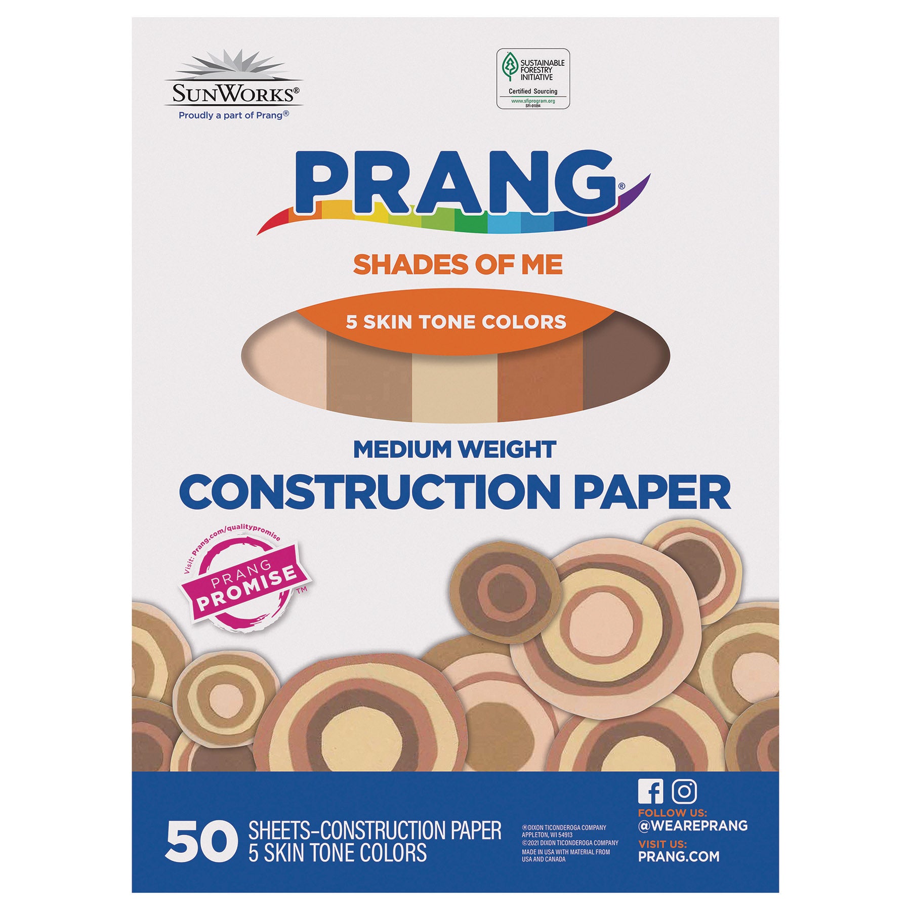 Shades of Me Construction Paper, Medium Weight, 5 Assorted Skin Tone Colors, 9" x 12", 50 Sheets
