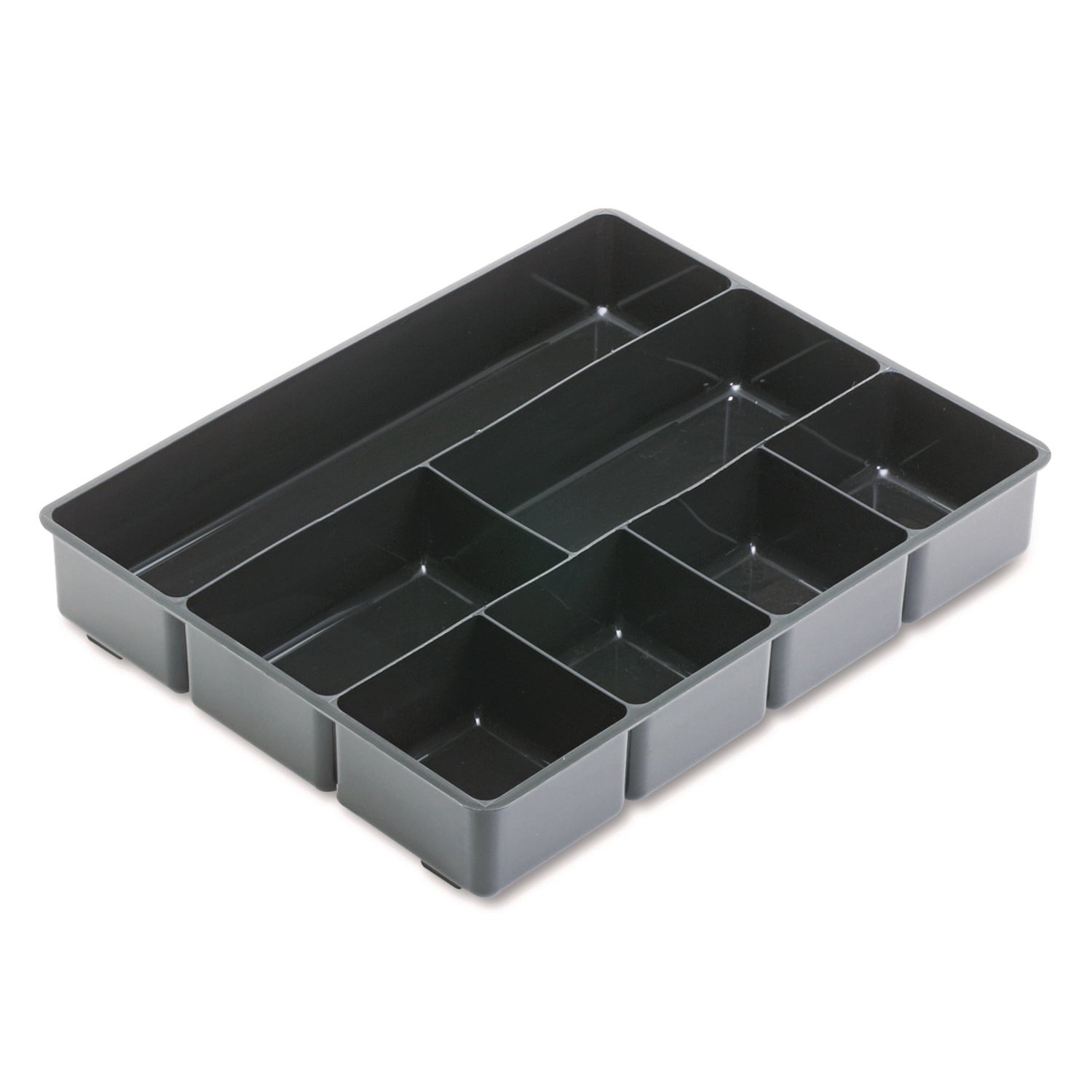 7 Compartment(s) - 12" Height x 15" Width x 2.37" Depth - Black - Plastic - 1 Each