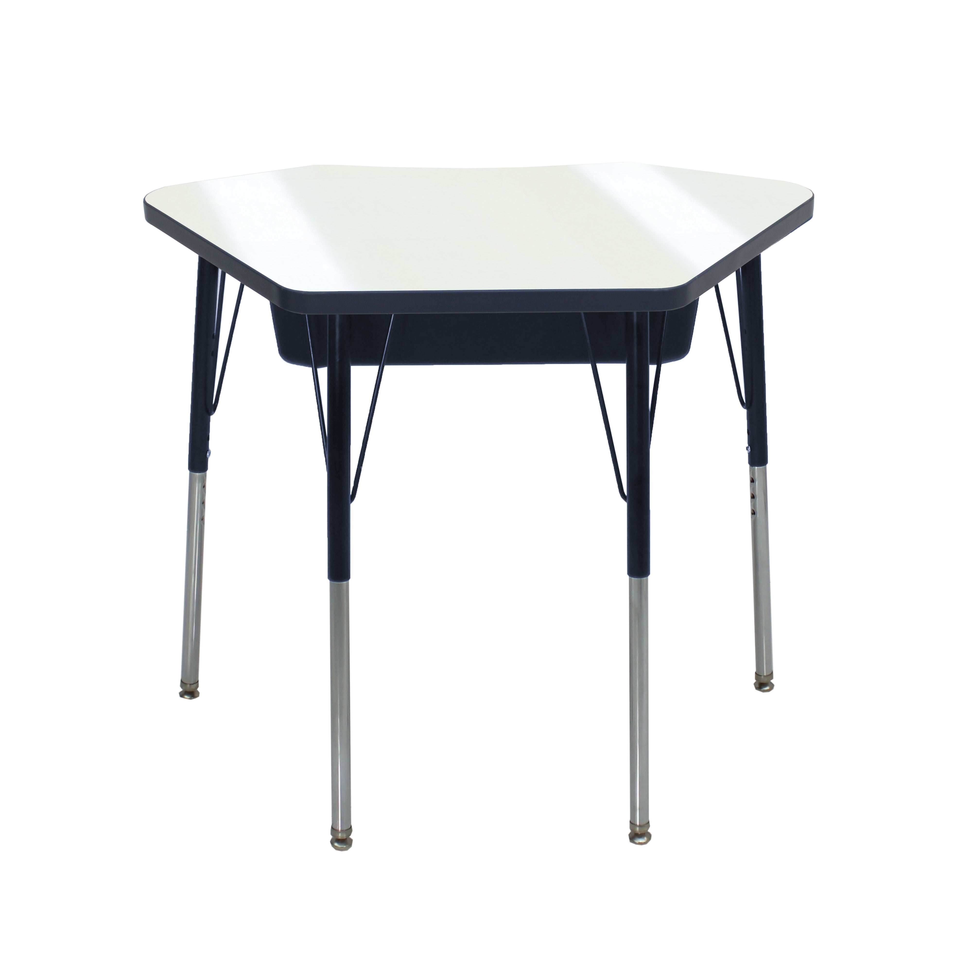 24" x 36" Dry-Erase Petal Book Box Desk with Adjustable Standard Swivel Glide Legs, 2-Piece - Whiteboard/Black