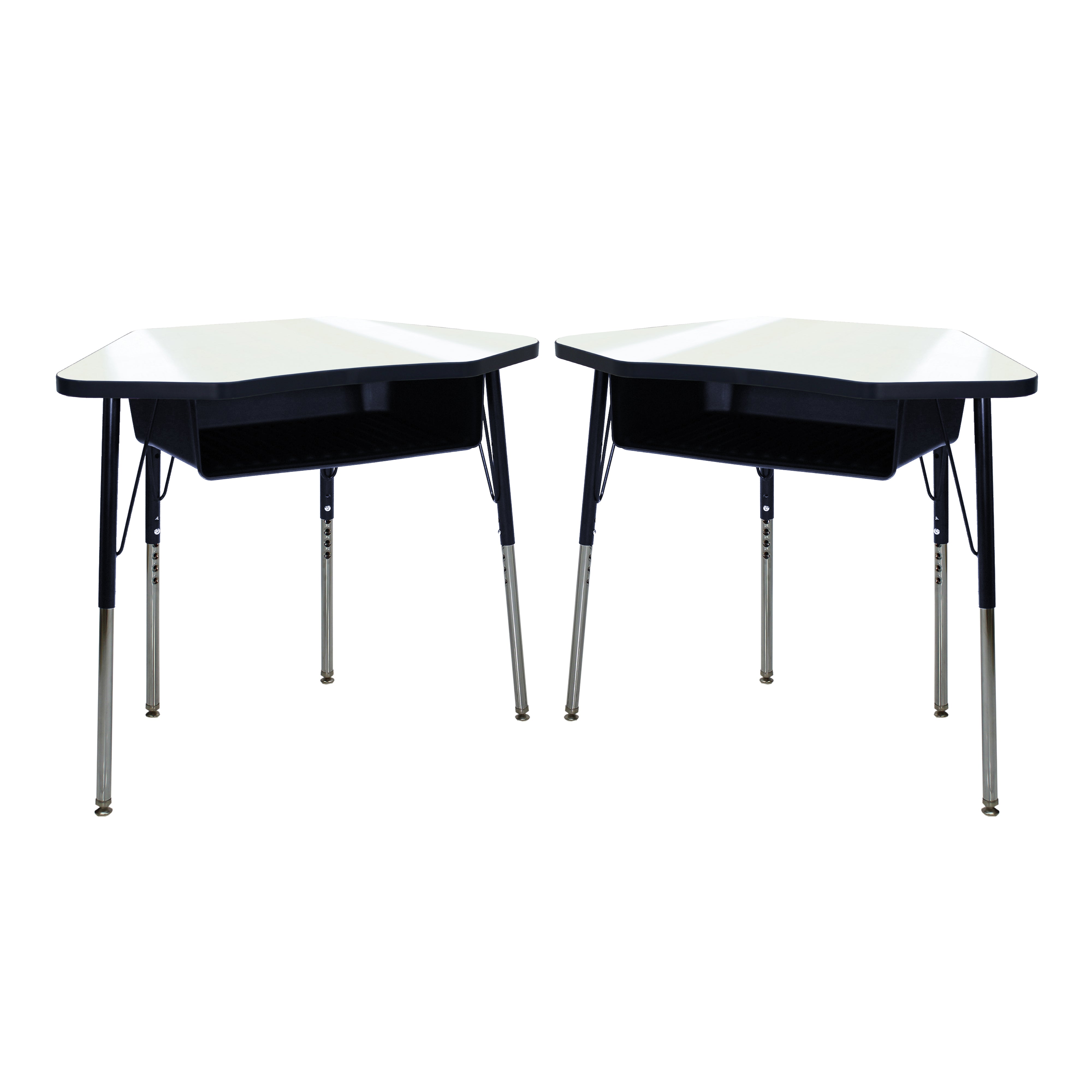 24" x 36" Dry-Erase Petal Book Box Desk with Adjustable Standard Swivel Glide Legs, 2-Piece - Whiteboard/Black