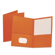 Oxford Letter Recycled Pocket Folder - 8 1/2" x 11" - 100 Sheets Capacity - 2 Internal Pocket(s) - Leatherette - Orange - Turned Edge - 10% Recycled - 25 / Box