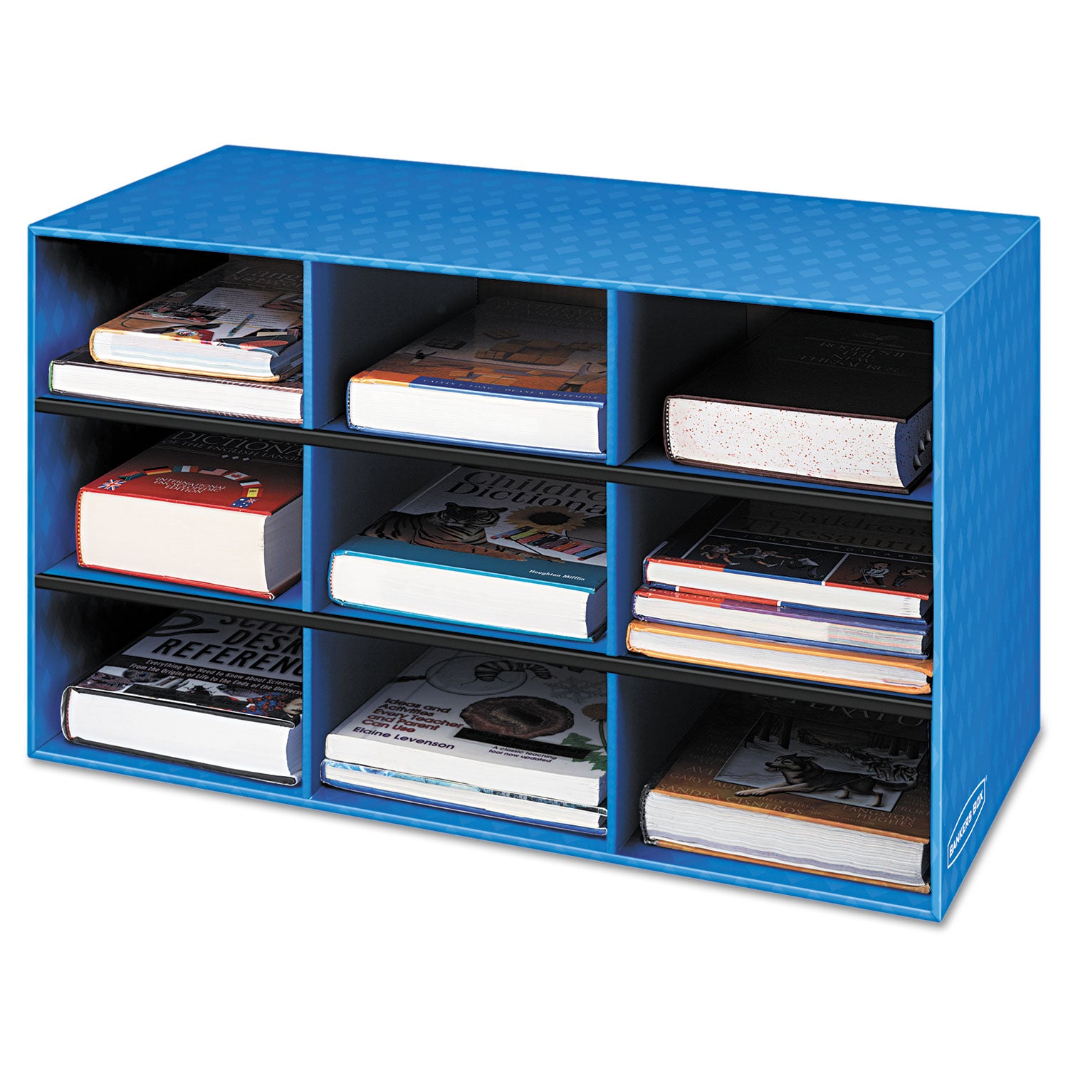 9 Compartment(s) - Compartment Size : 4.75" x 9" x 12.75" - 16" Height x 28.25" Width x 13" Depth - Desktop - Sturdy - 60% Recycled - Blue - Corrugated Paper - 4 / Carton
