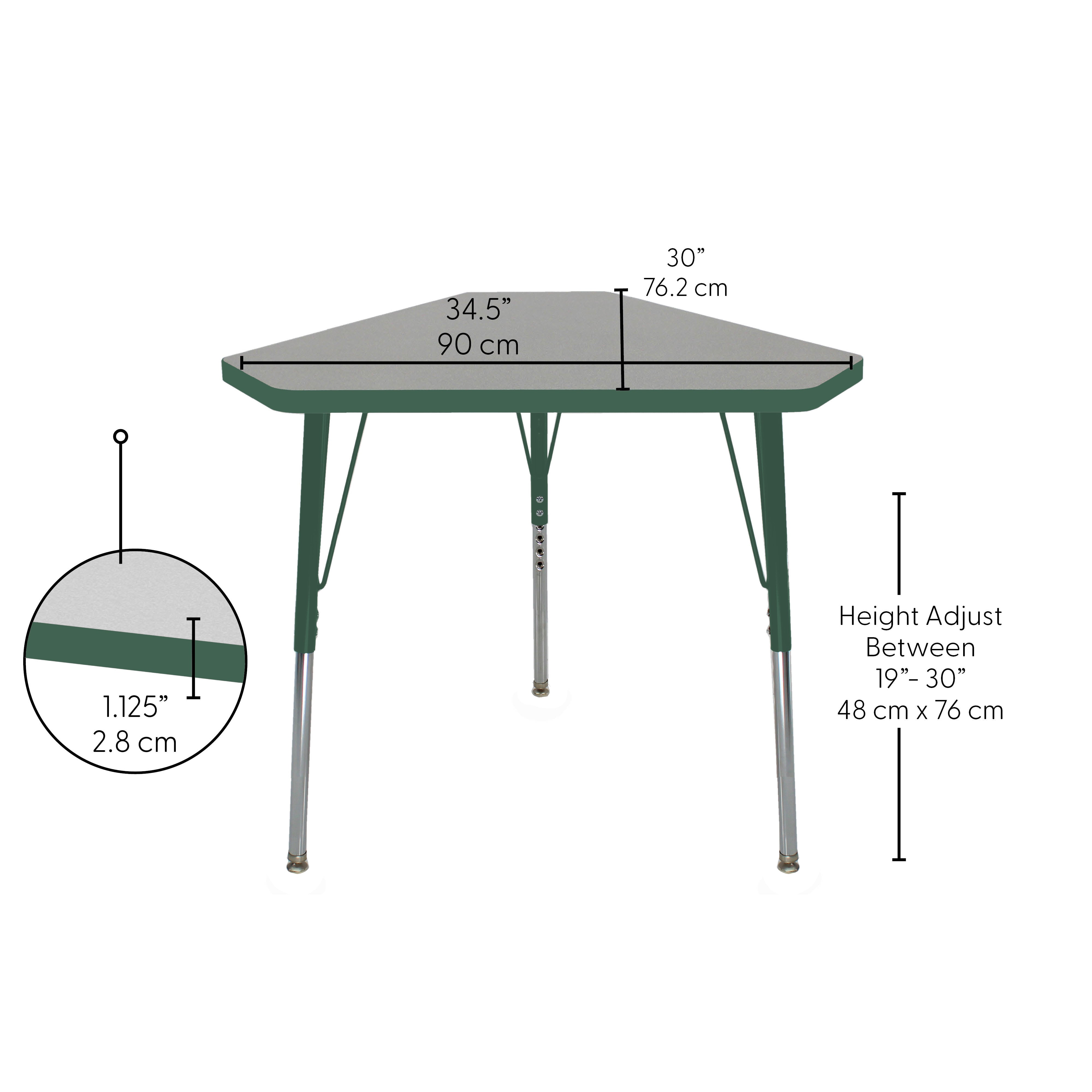 TF Triangle Student Desk 30x34 Standard Swivel Gray-Green