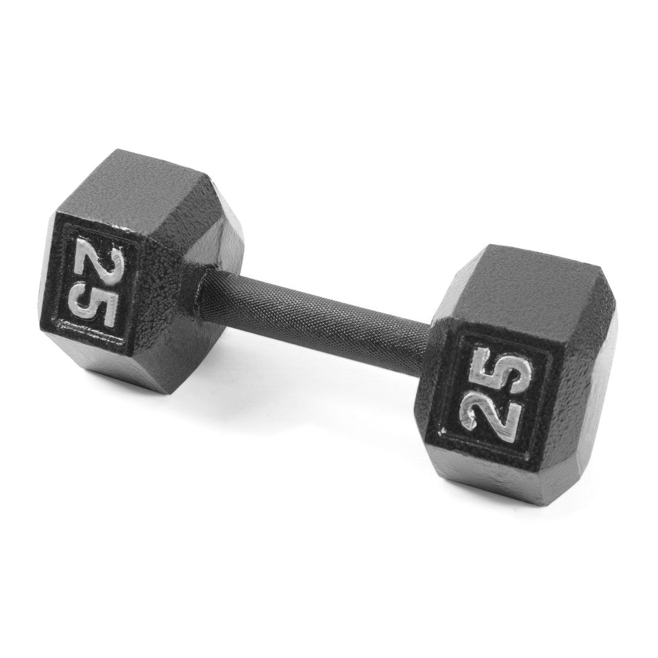 CAP 25 lb Black HEX Cast Iron Dumbbell