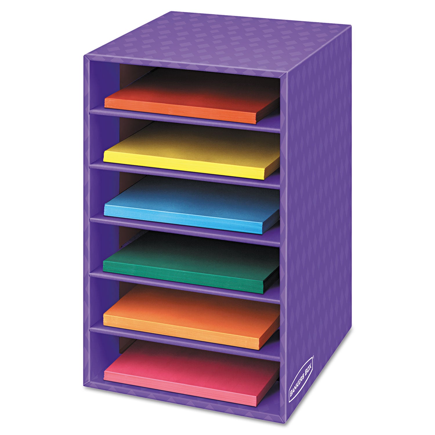 6 Compartment(s) - Compartment Size : 2.63" x 11" x 13" - 18" Height x 11.88" Width x 13.25" Depth - Desktop - Sturdy - 60% Recycled - Purple - Corrugated Paper - 1 Each