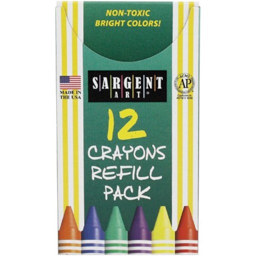 Sargent Art 22-0896 12-Count Tuck Box Standard Size Crayon Refill, White