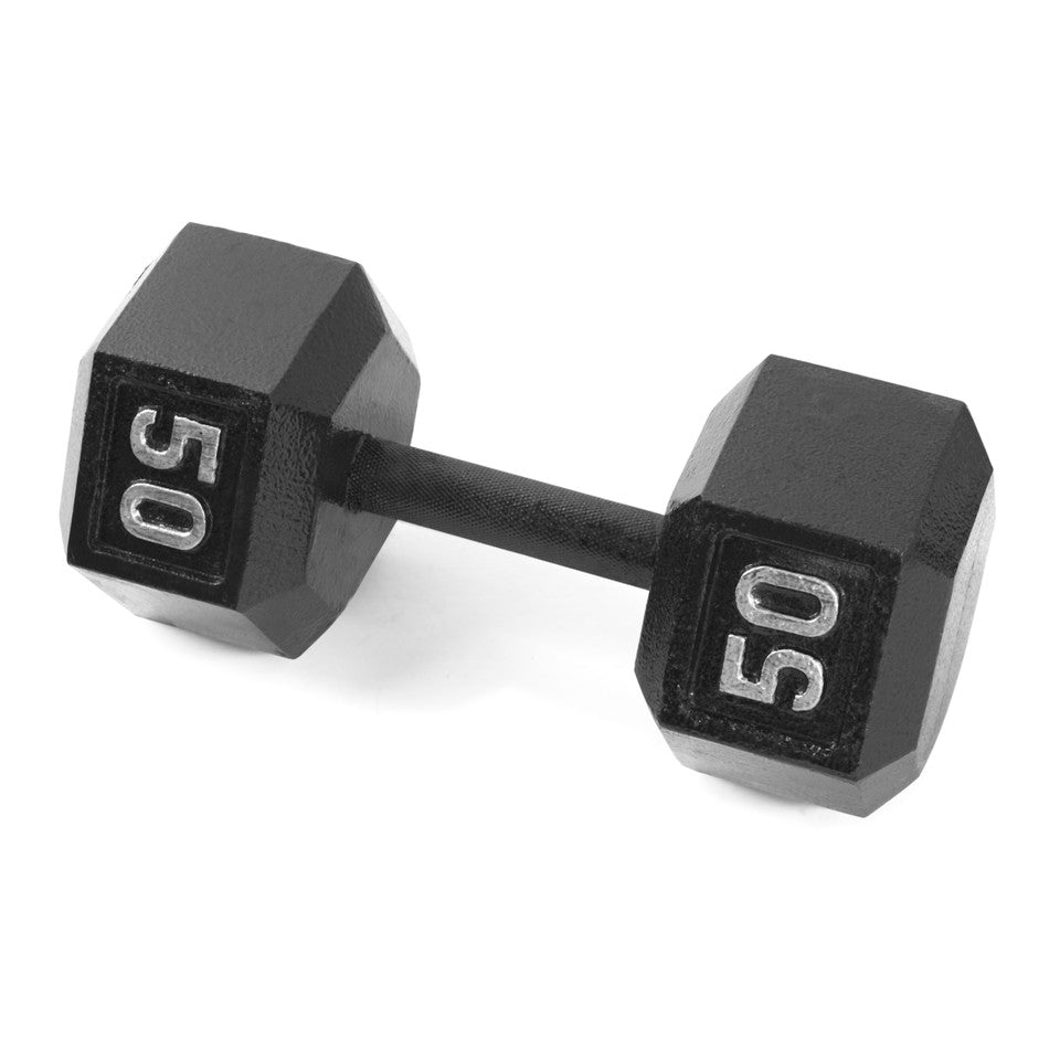 CAP 50 lb Black HEX Cast Iron Dumbbell