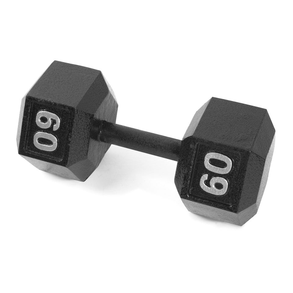 CAP 60 lb Black HEX Cast Iron Dumbbell
