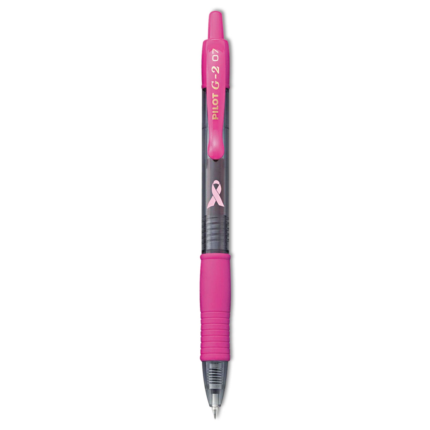 G2 Gel Rollingball Pens - 0.7 mm Fine Pen Point - Refillable - Retractable - Black Ink - Gel-based - Pink, Black Barrel - 2 / Pack