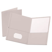 Oxford Letter Recycled Pocket Folder - 8 1/2" x 11" - 100 Sheets Capacity - 2 Internal Pocket(s) - Leatherette - Gray - Turned Edge - 10% Recycled - 25 / Box