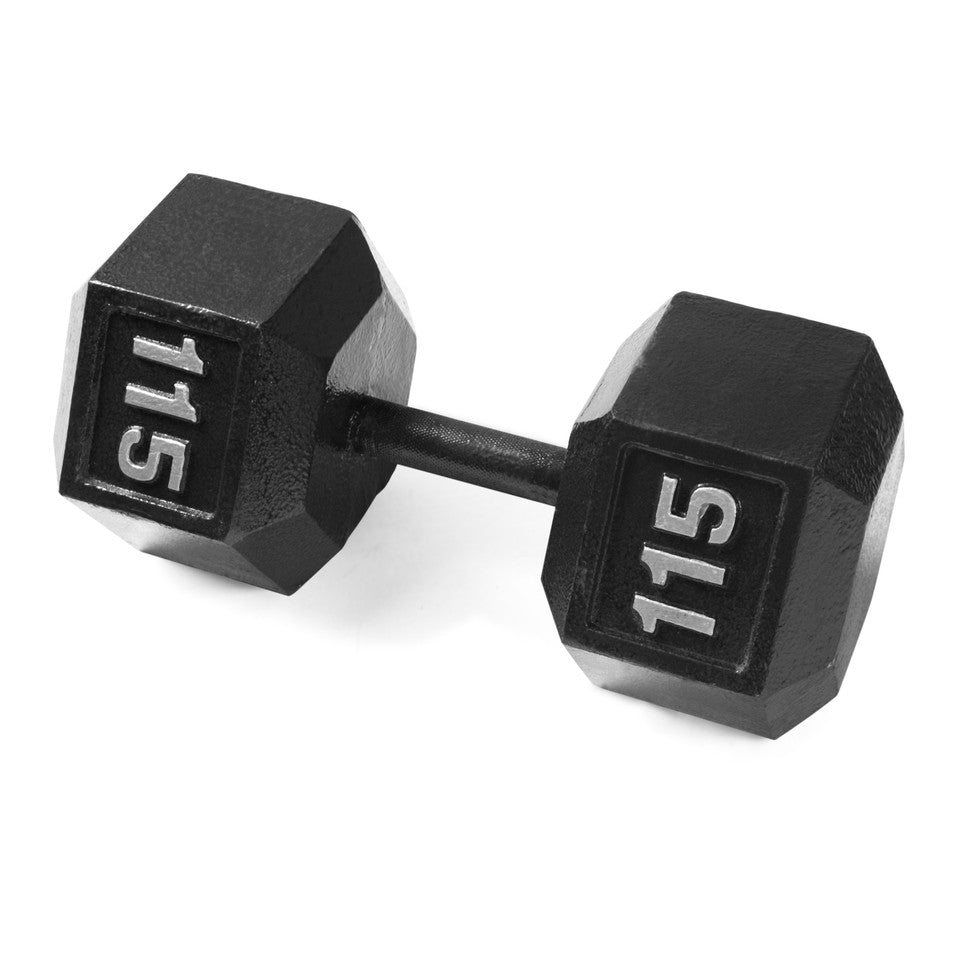 CAP 115 lb Black HEX Cast Iron Dumbbell