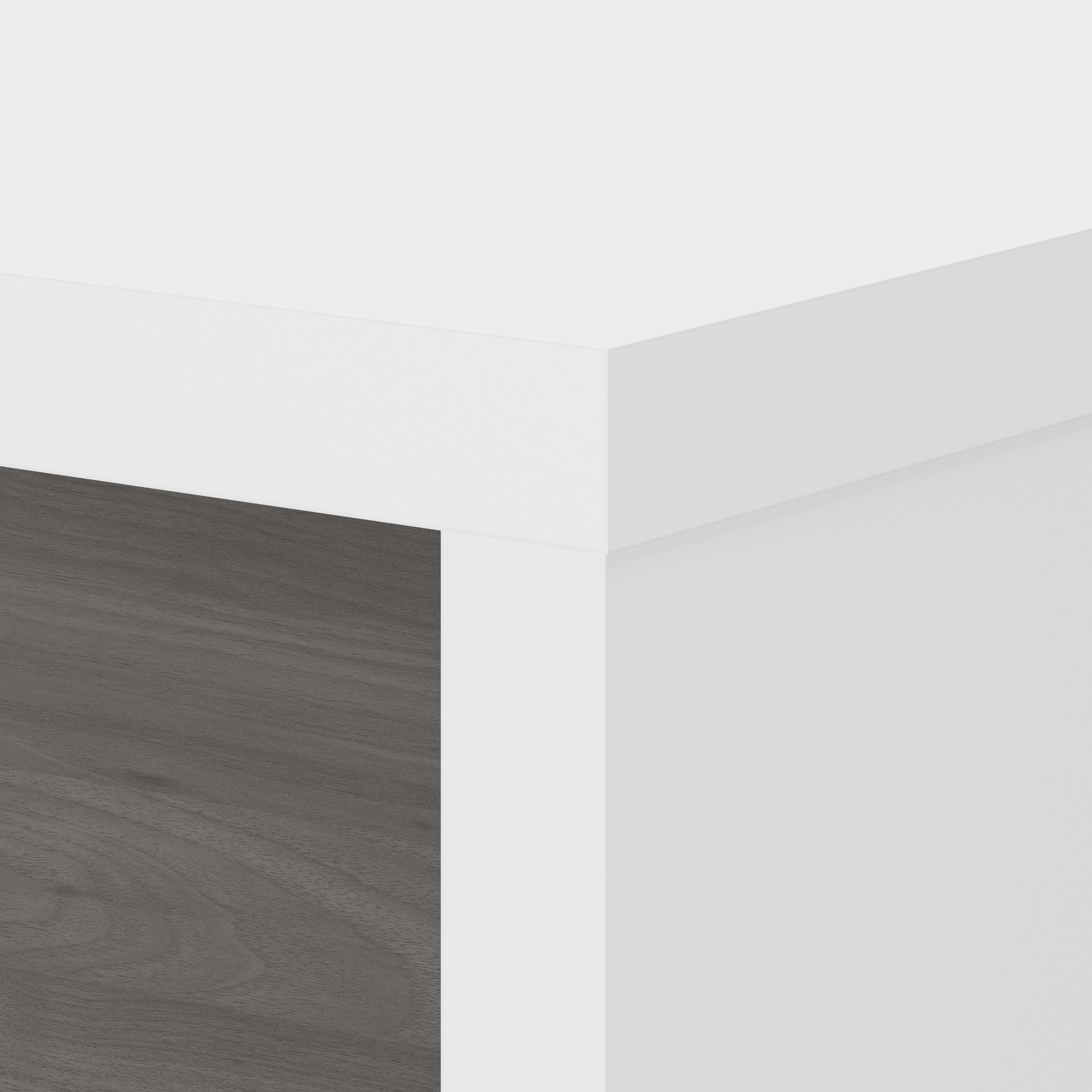 Bush Business Furniture Echo L Shaped Bow Front Desk with High Back Chair in Pure White and Modern Gray - 60" Width x 64.02" Depth x 42.91" Height