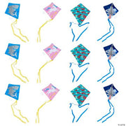 Assorted Designs Kites With Tails - 12 Pieces