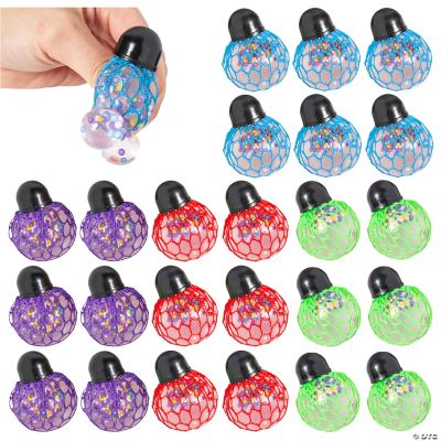 Bright Mini Mesh W/Foam Bead Stress Ball - 24 Pieces